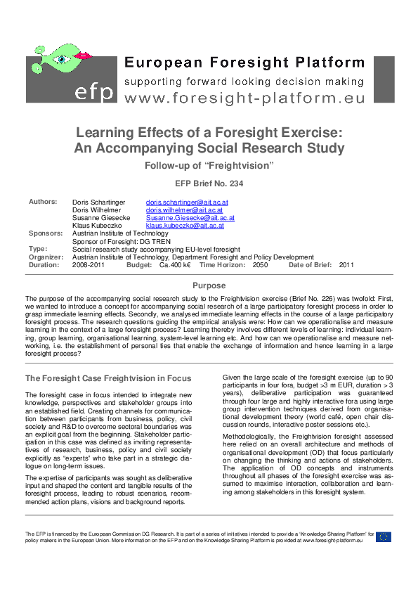 (PDF) Learning Effects of a Foresight Exercise: An Accompanying Social ...
