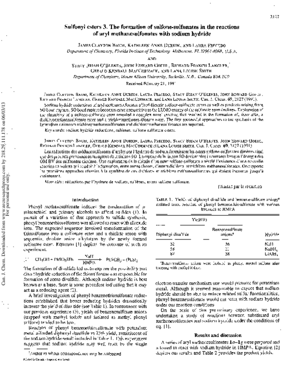 (PDF) Sulfonyl esters 3. The formation of sulfone-sulfonates in the ...