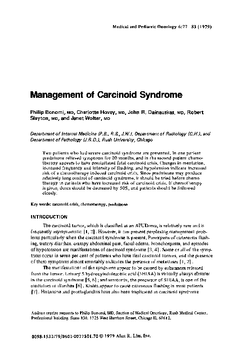 (PDF) Management of carcinoid syndrome