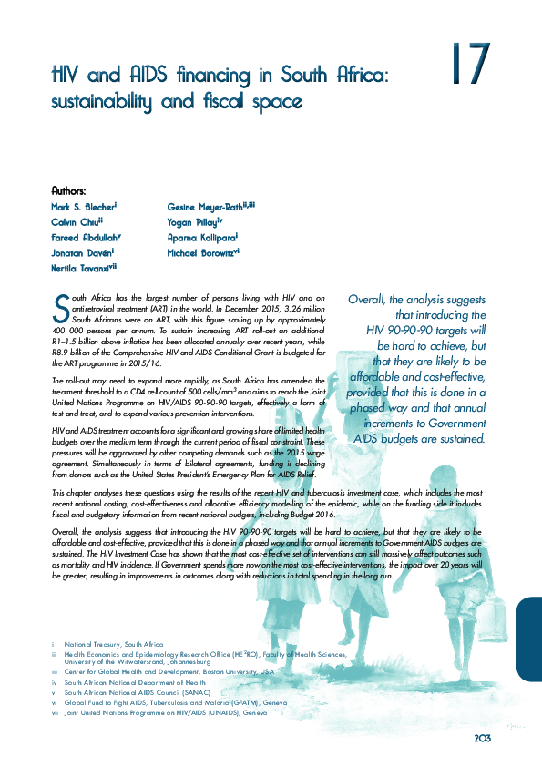 (PDF) HIV and AIDS financing in South Africa : sustainability and ...