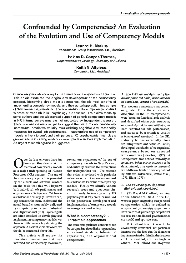 (PDF) An evaluation of competency models Confounded by Competencies? An ...