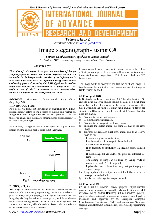 (PDF) Image steganography using C