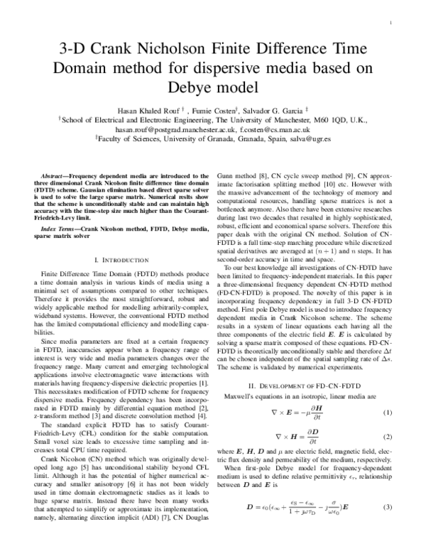 (PDF) 3-D Crank Nicholson Finite Difference Time Domain method for ...