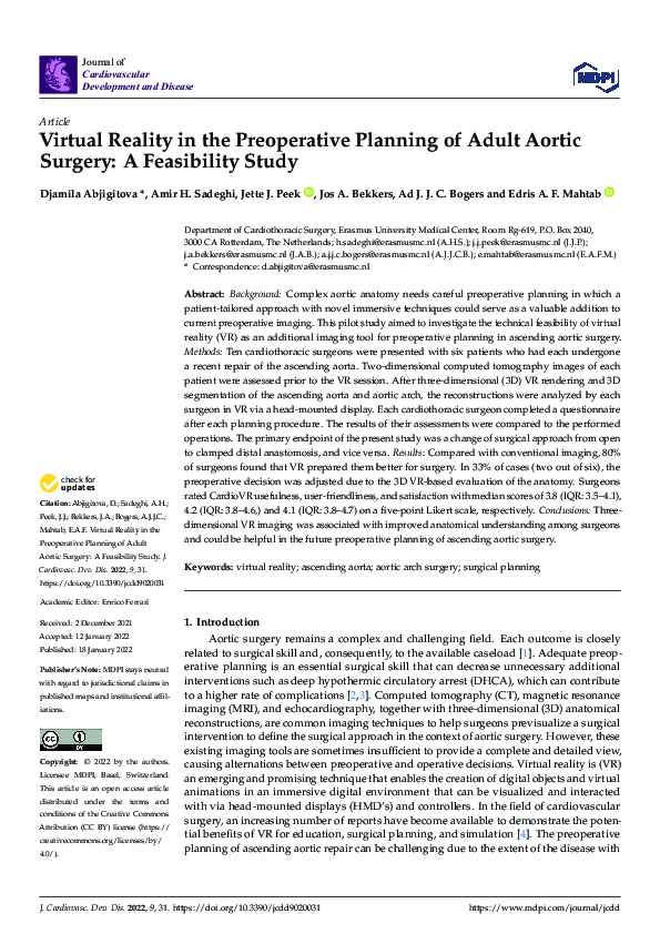 (PDF) Virtual Reality in the Preoperative Planning of Adult Aortic ...