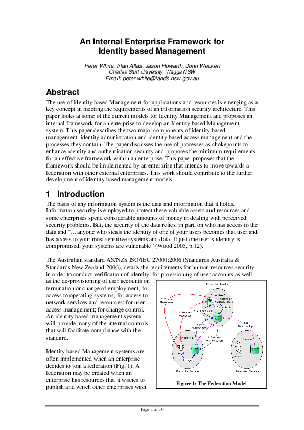 (PDF) An internal enterprise framework for identity based management