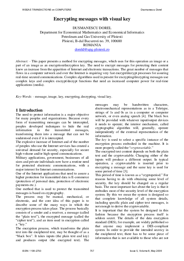 (PDF) Encrypting messages with visual key