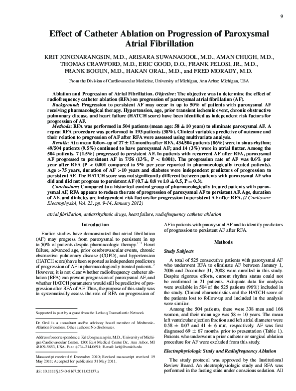 (PDF) Effect of Catheter Ablation on Progression of Paroxysmal Atrial ...