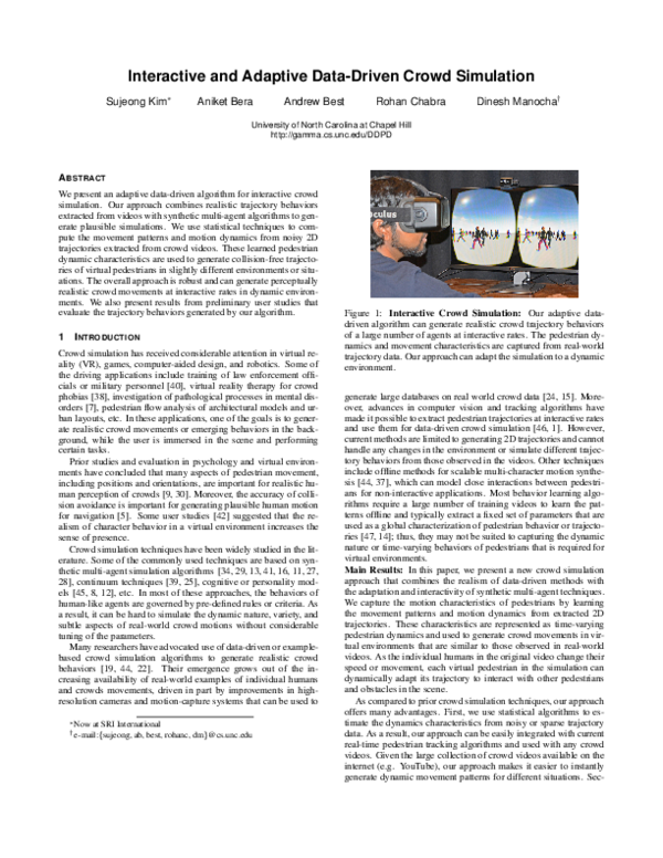 Pdf Interactive And Adaptive Data Driven Crowd Simulation