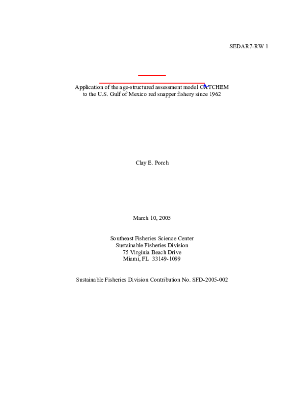 (PDF) Application of the age-structured assessment model CATCHEM to the ...