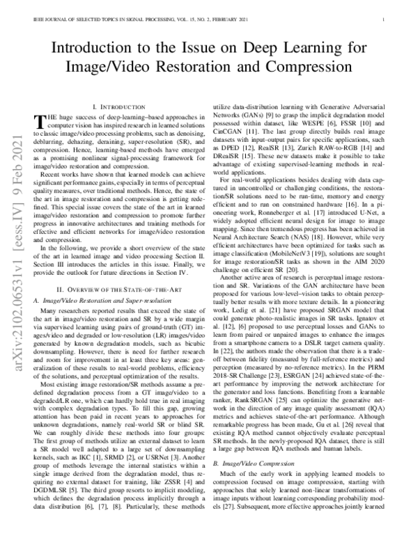 (PDF) Editorial: Introduction to the Issue on Deep Learning for Image ...