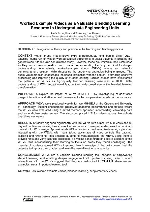 (PDF) Worked example videos as a valuable blended learning resource in ...