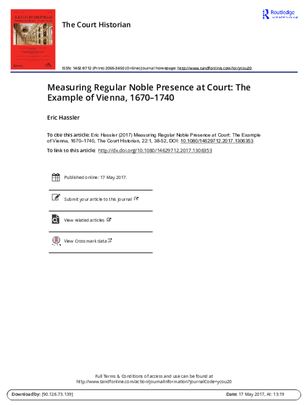 (PDF) Measuring Regular Noble Presence at Court: The Example of Vienna ...