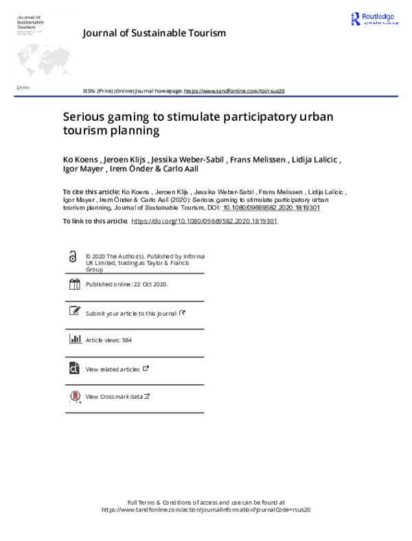 (PDF) Serious gaming to stimulate participatory urban tourism planning