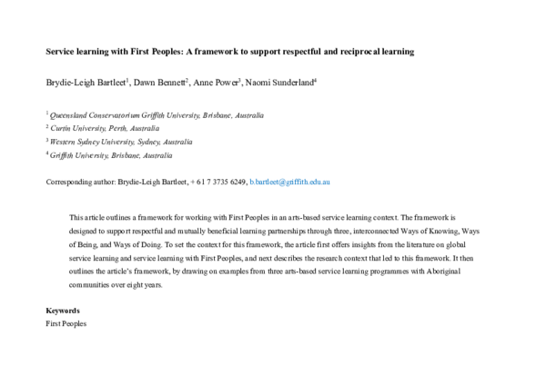 (PDF) Service learning with First Peoples: a framework to support ...