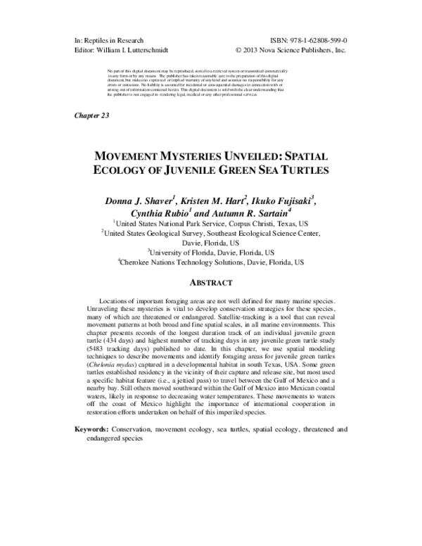 (PDF) Movement mysteries unveiled: spatial ecology of juvenile green ...