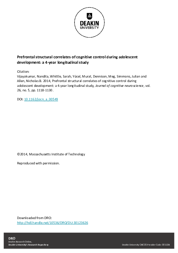(PDF) Prefrontal Structural Correlates of Cognitive Control during ...