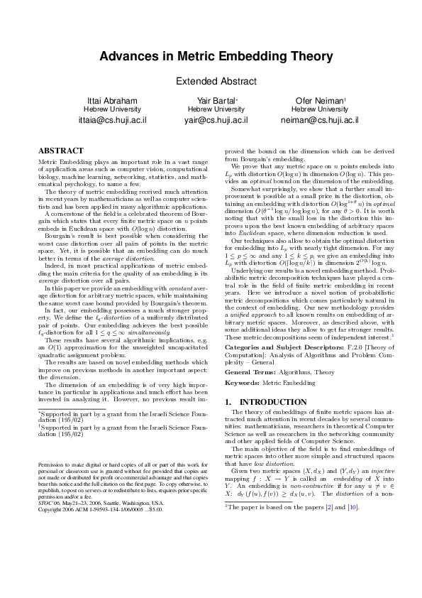 (PDF) Advances in Metric Embedding Theory Extended