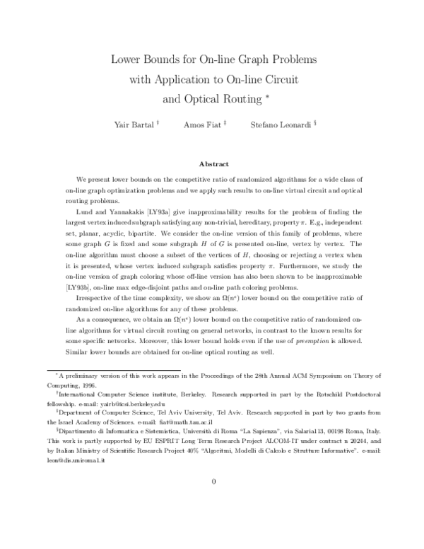 (PDF) Lower bounds for on-line graph problems with application to on ...