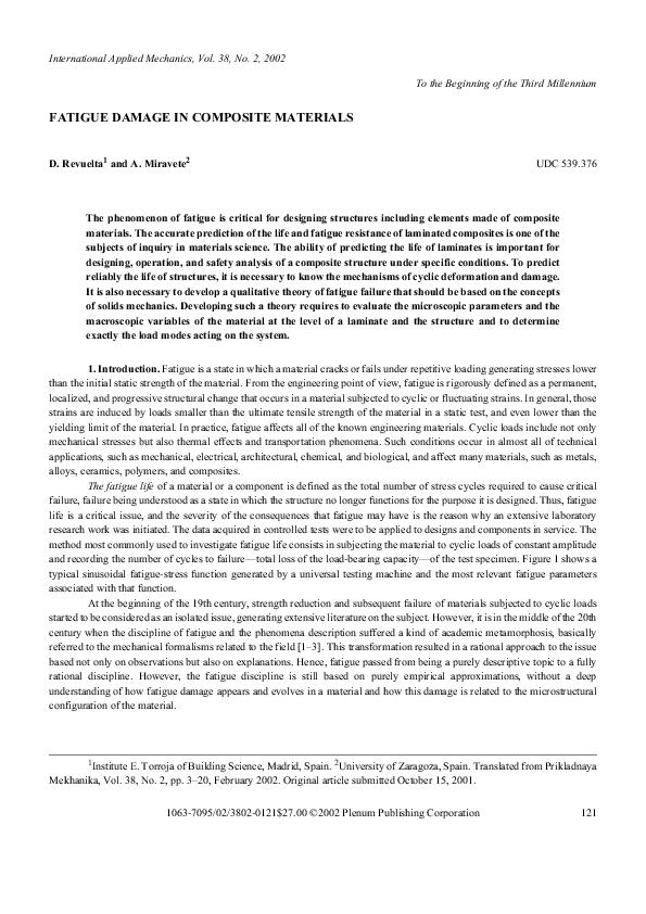 (PDF) Fatigue damage in composite materials