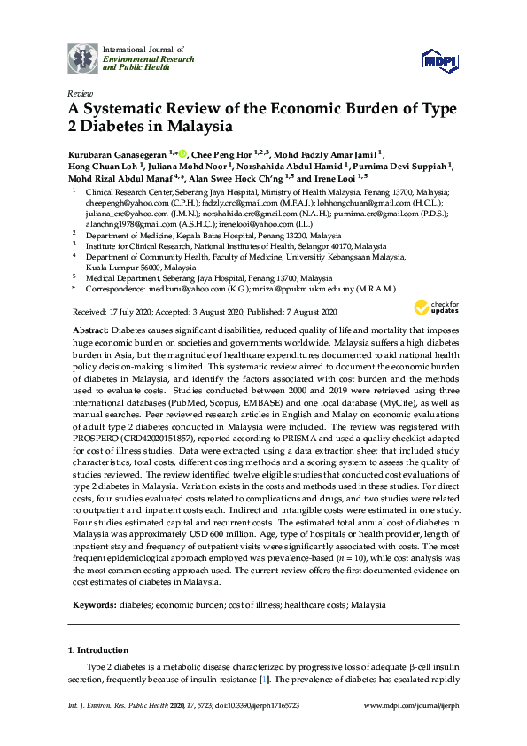 (PDF) A Systematic Review of the Economic Burden of Type 2 Diabetes in ...
