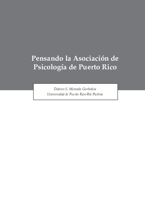 (PDF) Pensando la Asociación de Psicología de Puerto Rico