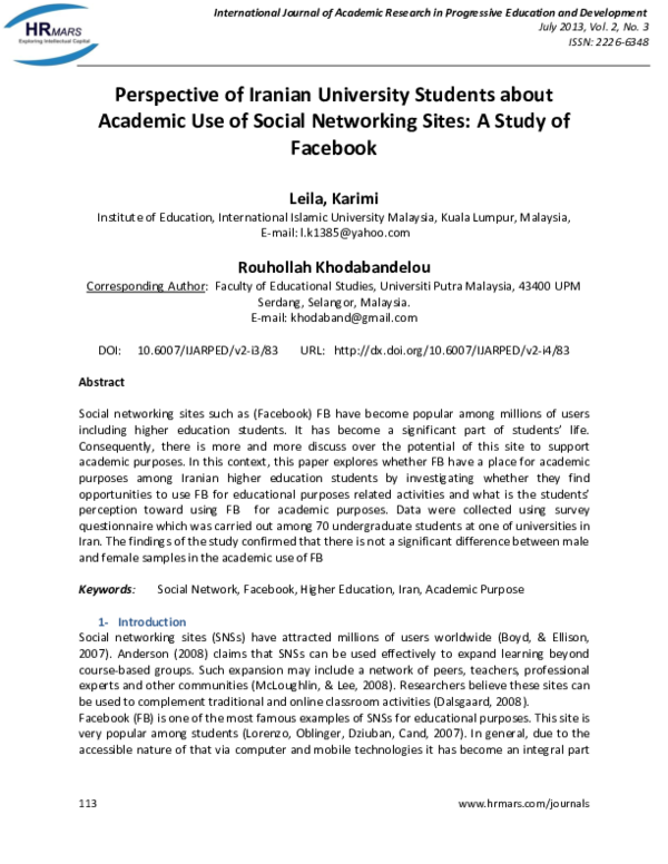 (PDF) Perspective of Iranian University Students about Academic Use of ...