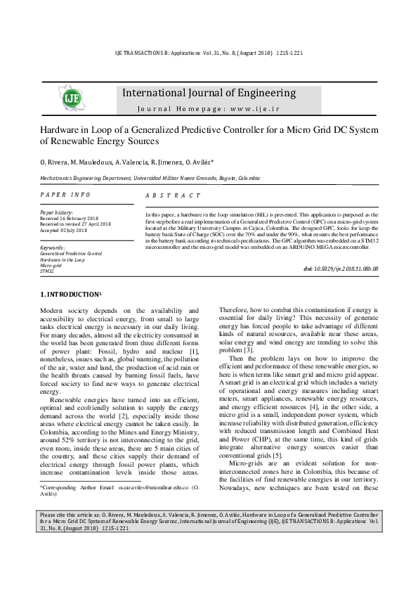(PDF) Hardware in Loop of a Generalized Predictive Controller for a ...