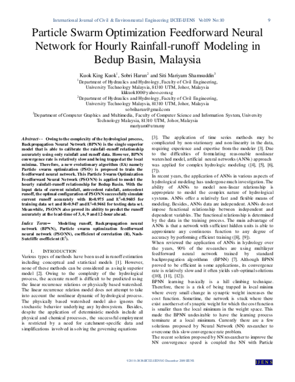 (PDF) Particle swarm optimization feedforward neural network for hourly ...