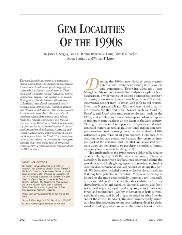 (PDF) GEM LOCALITIES OF THE 1990 S By