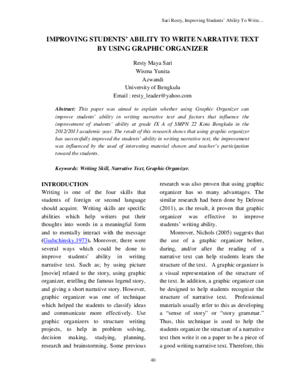 (PDF) Improving Students’ Ability to Write Narrative Text by Using ...