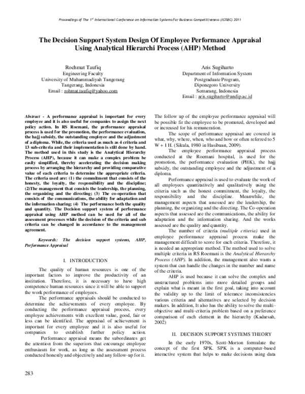 (PDF) The Decision Support System Design Of Employee Performance ...