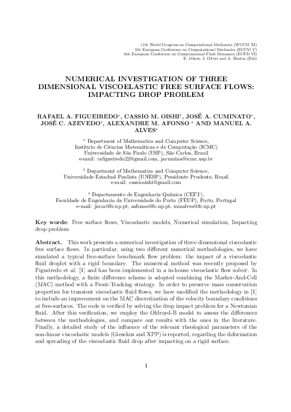 (PDF) Numerical investigation of three dimensional viscoelastic free ...