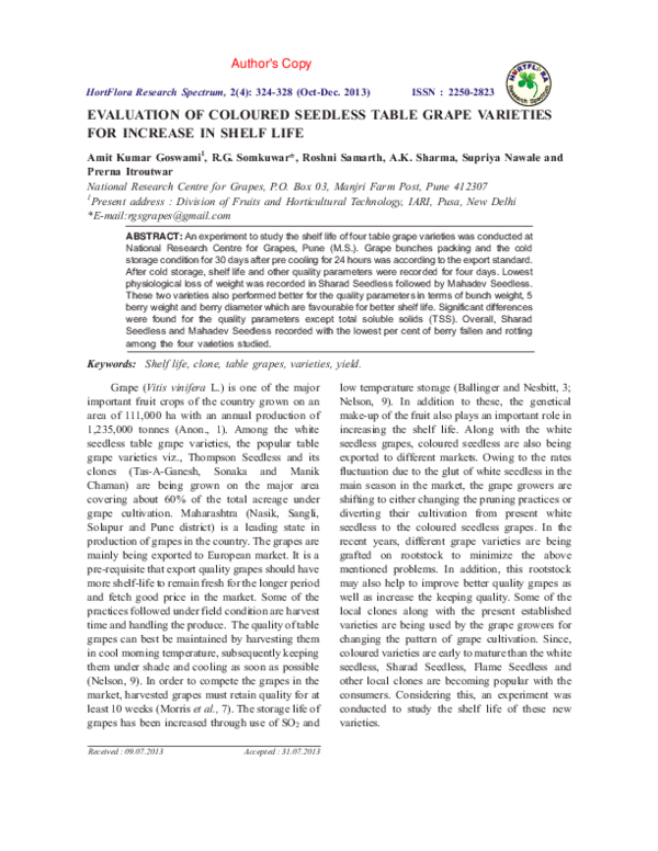 (PDF) Evaluation of coloured seedless table grape varieties for ...