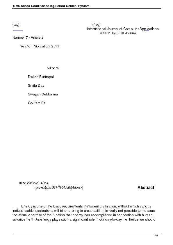 (PDF) SMS based Load Shedding Period Control System
