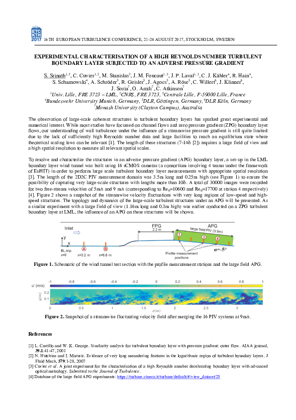 (PDF) Experimental characterisation of a high Reynolds number turbulent ...