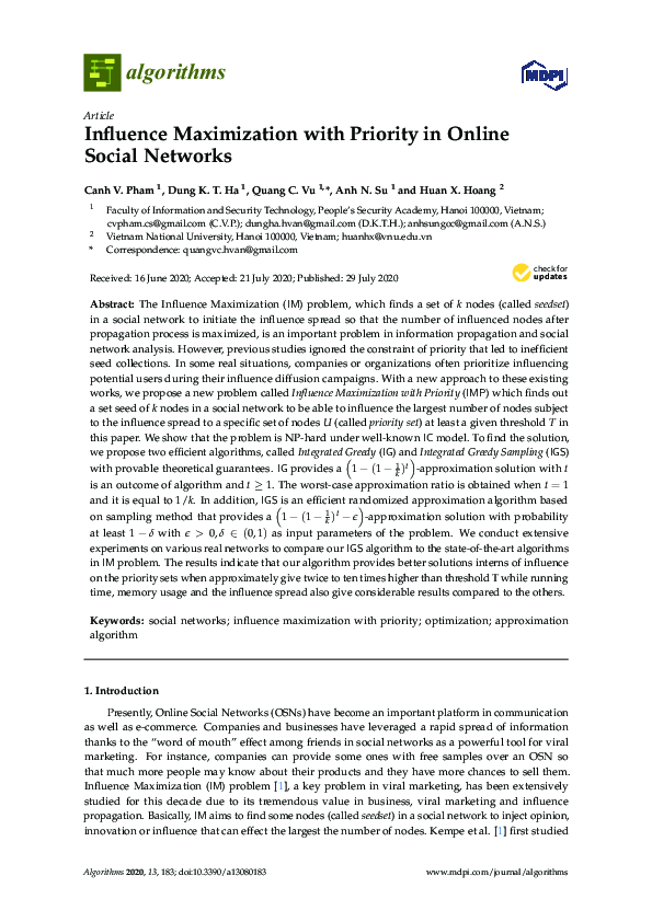 (PDF) Influence Maximization with Priority in Online Social Networks ...