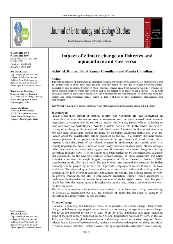 (PDF) Impact of climate change on fisheries and aquaculture and vice versa