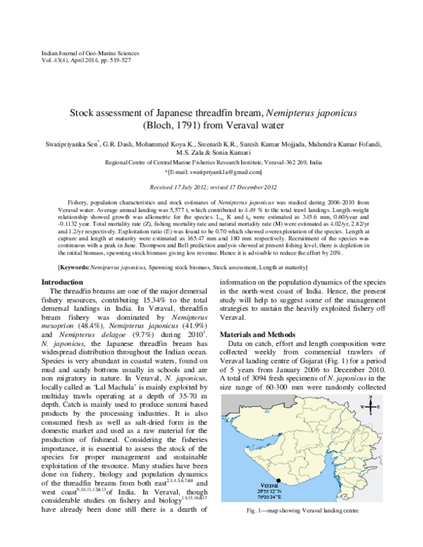 (PDF) Stock assessment of Japanese threadfin bream, Nemipterus ...