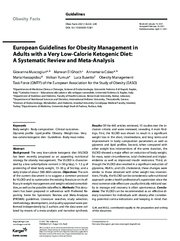 (PDF) European Guidelines for Obesity Management in Adults with a Very ...