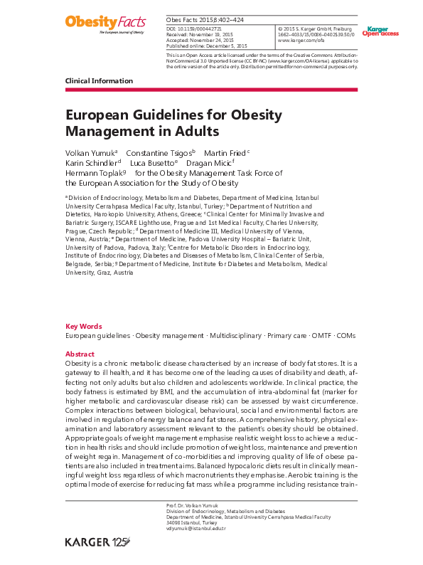 (PDF) European Guidelines for Obesity Management in Adults