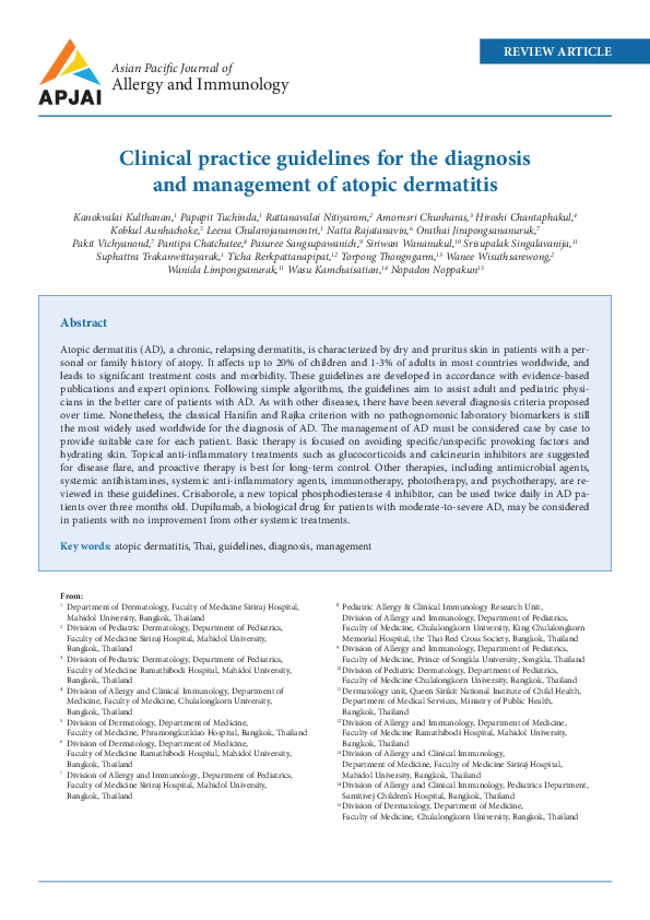 (PDF) Clinical practice guidelines for the diagnosis and management of ...