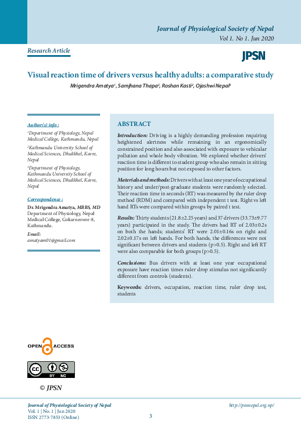 (PDF) Visual reaction time of drivers versus healthy adults: a ...