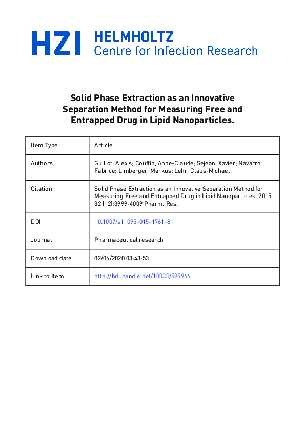 (PDF) Solid Phase Extraction as an Innovative Separation Method for ...