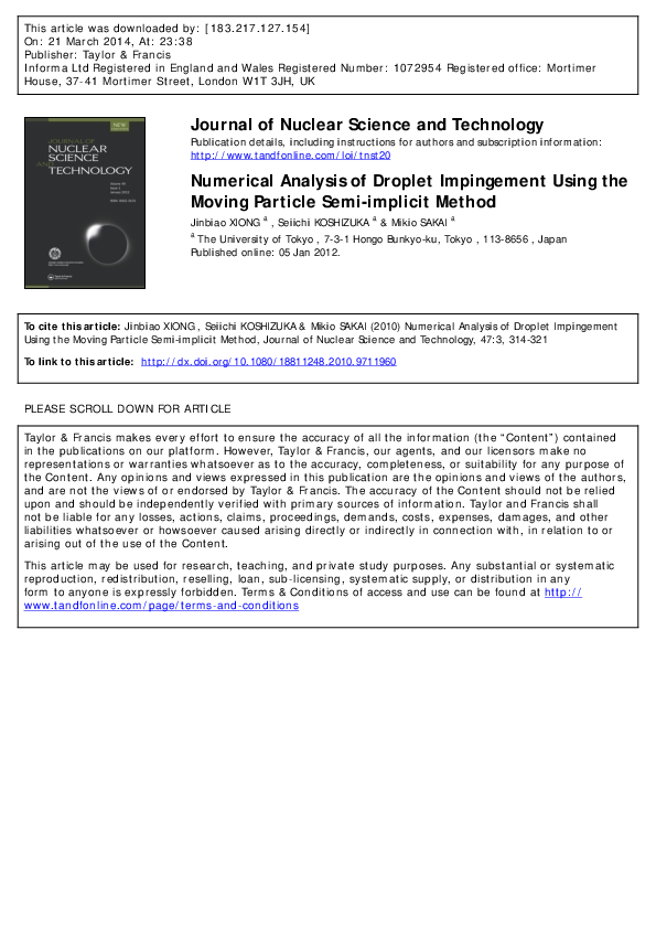 (PDF) Numerical Analysis of Droplet Impingement Using the Moving ...
