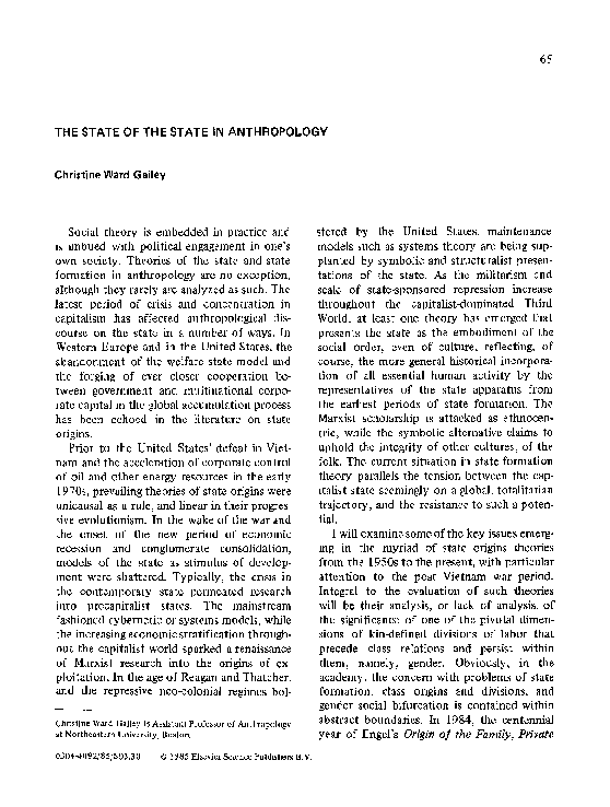 (PDF) The state of the state in anthropology
