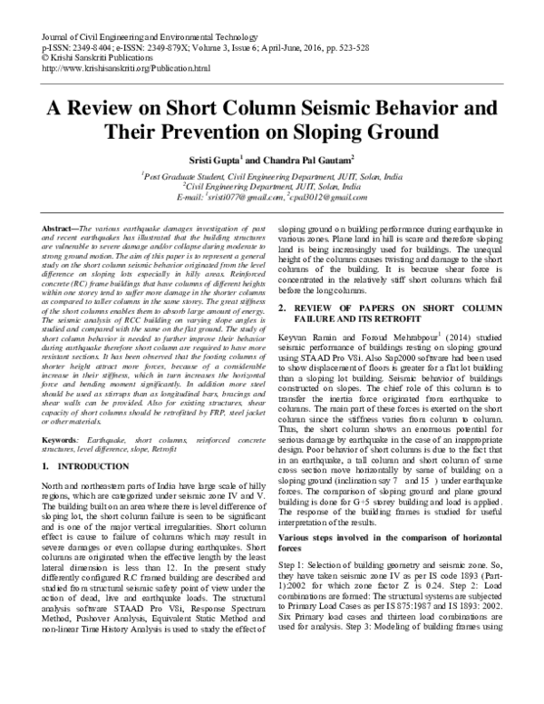 (PDF) A Review on Short Column Seismic Behavior and Their Prevention on ...