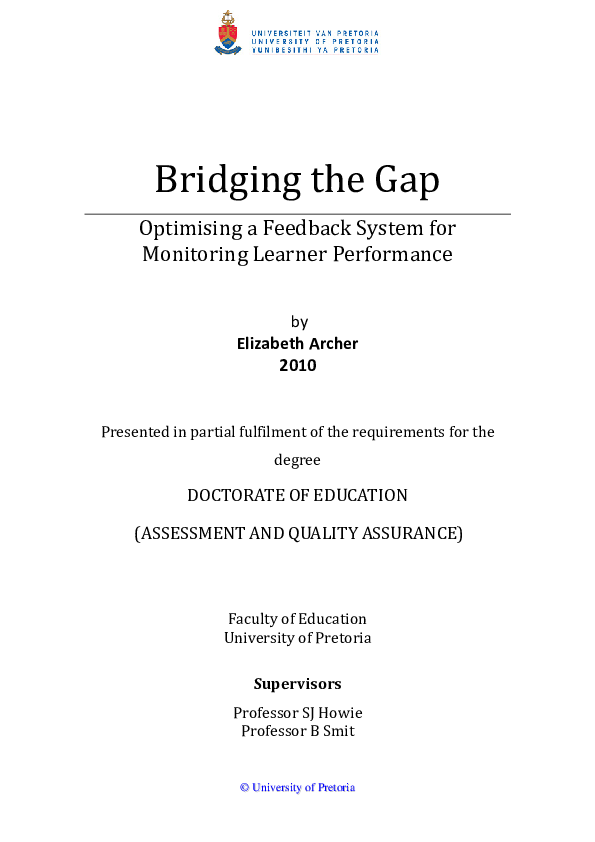 (PDF) Bridging the gap : optimising a feedback system for monitoring ...