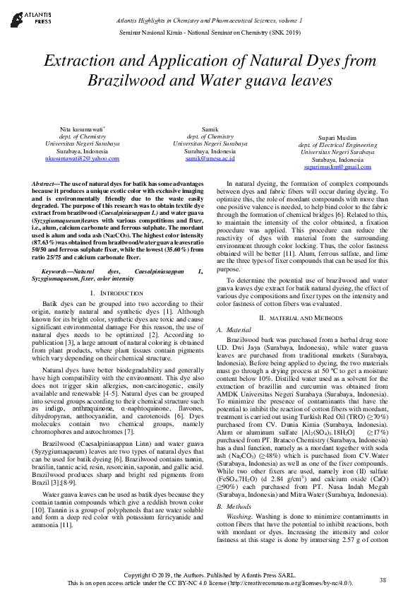 (PDF) Extraction and Application of Natural Dyes from Brazilwood and ...