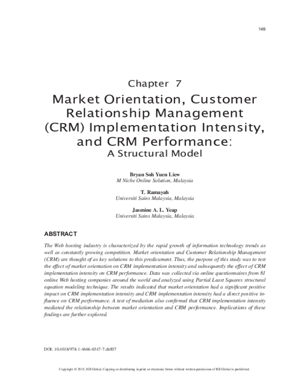(PDF) Market Orientation, Customer Relationship Management (CRM ...