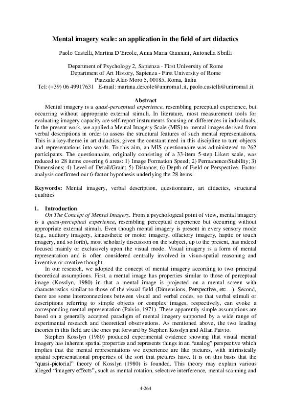 (PDF) Mental imagery scale: an application in the field of art didactics